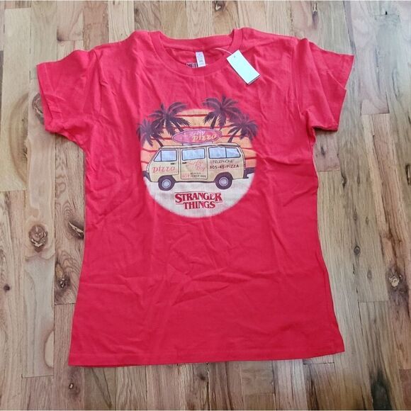 NWT Men's Netflix Stranger Things Surfer Boy Pizza Tee XXL - Picture 1 of 4